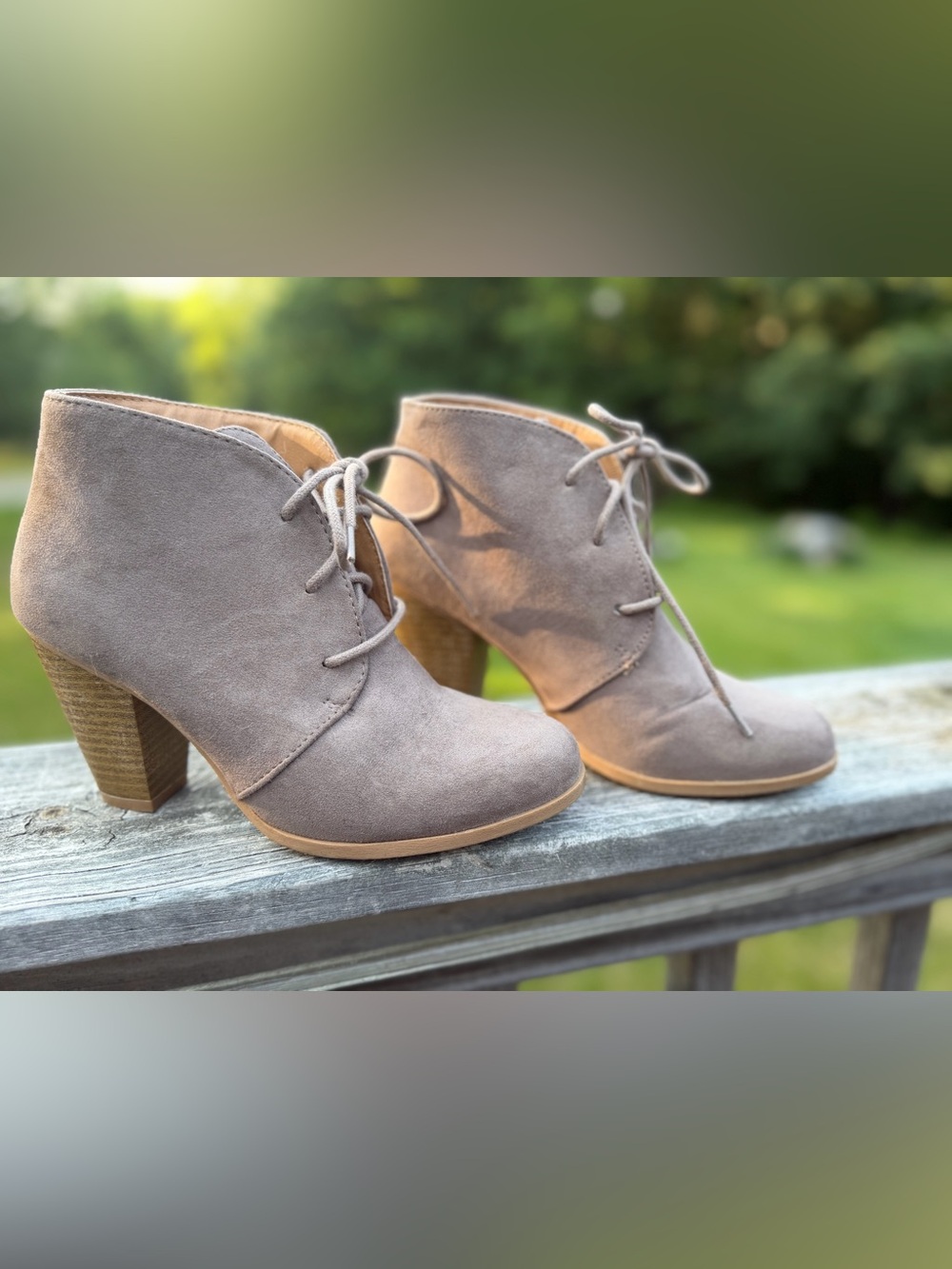 Maurices Taupe Faux Suede Lace-Up Ankle Boot | Size 6